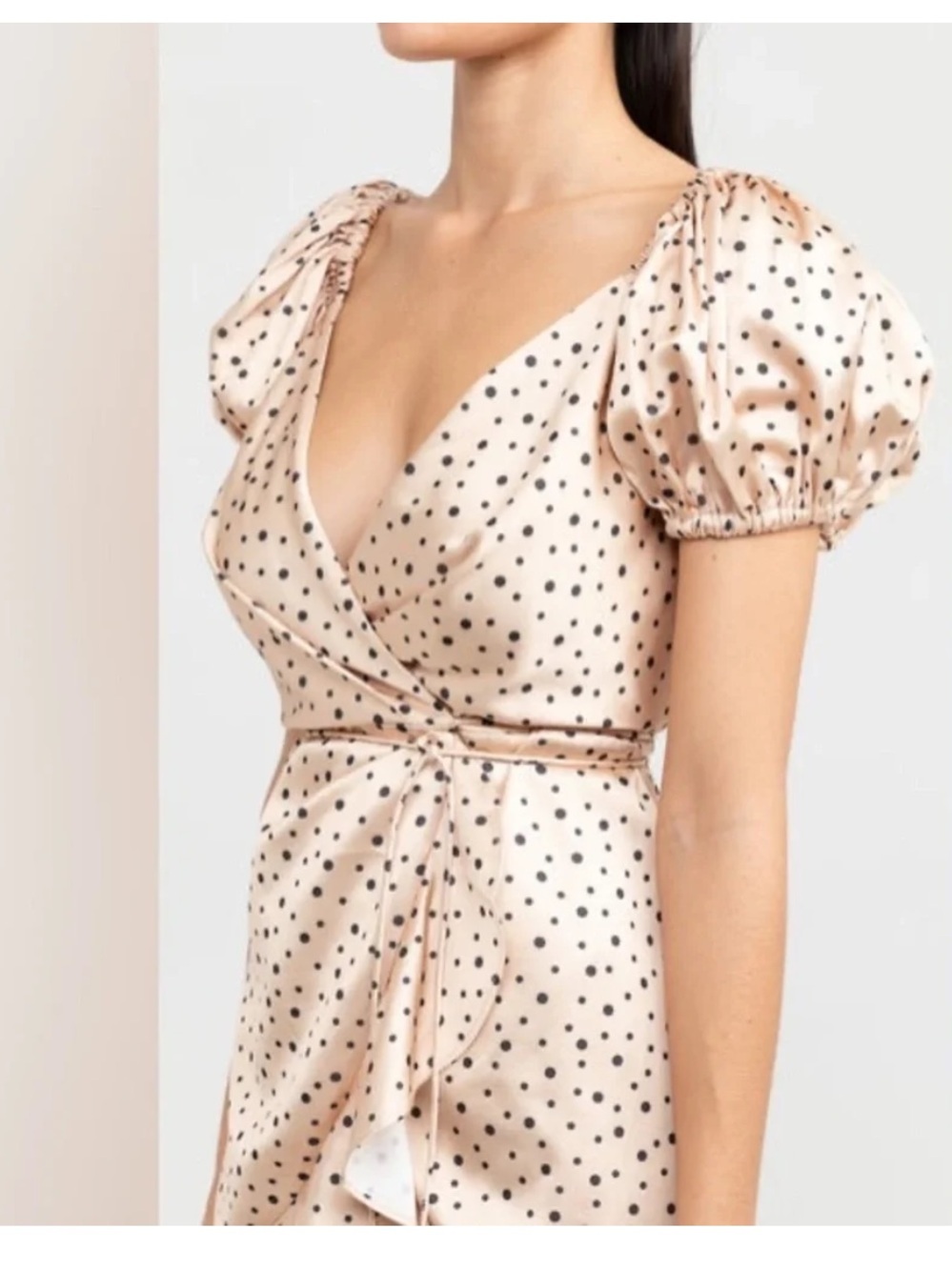 Significant other Nyssa size 8 Polka Dot Puff-Sleeve Wrap Mini Dress - Picture 3 of 6